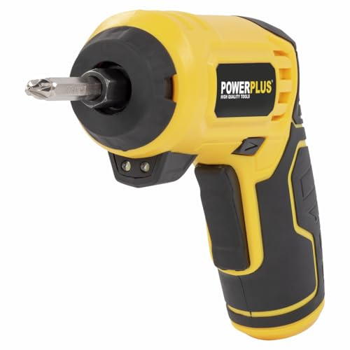 Powerplus Akkuschrauber POWX00408-4 in 1 Akku Schraubendreher, 5,5 Nm Drehmoment, Akku Schrauber mit magnetischem Bithalter Typ HEX, Elektro Schraubenzieher ohne Lithium-Ionen-Batterie