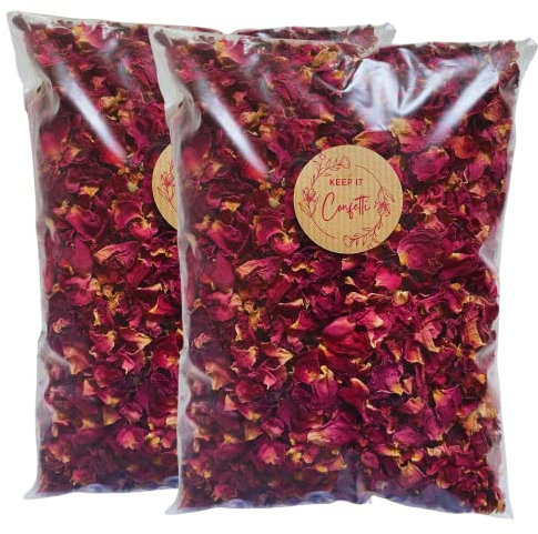 KEEP IT Wedding Confetti Eco friendly Biodegradable | 4 LITRES (40 Guests) | Dried Rose Petals Flowers | 100% Natural Confetti | Biodegradable Confetti | Candle Making | 4 Litres (40 Guests)
