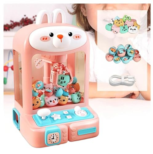 Candy Grabber ， Jouet De Griffe pour Enfant avec Lumières Et Musique,30 Peluches Et 10 Gashapons ， Distributeur De Poupées Arcade Jeu Amusant,Cadeau pour La Fête ,Rabbit