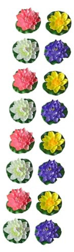 IMIKEYA 16stücke Künstliche Lotusblumen Dekoration Schwimmende Wasserlilien Für Teich Aquarium Und Garten Uv-beständige Kunststoff-seerosen Hellrosa