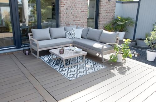 bellavista Eck-Lounge Jersey - Loungeecke - Gartenmöbel-Lounge - Gartenlounge - Loungeset für den Außenbereich - Stellmaß 218 x 218cm - Holz - inklusive Sitz- und Rückenkissen - waschbare Bezüge