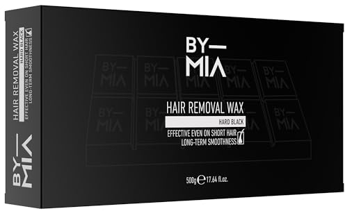BY MIA Hair Removal Hot Wax Hard Black 500 gr | Full Body, Face, Nose, Bikini Areas | Weakens Hair Roots | Delays Regrowth | Long Lasting Smoothness