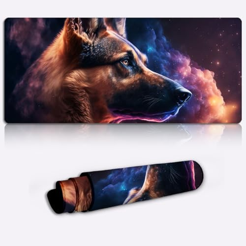 Tastatur und Mauspad Spirit Deutscher Schäferhund XXL Mauspad (90 x 40 x 0,3) cm Extra großes Gaming Mauspad Mousepad für Laser/optische Mäuse