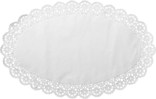 Demmler Tortenspitzen - Rund - Tortendekoration - Tortenunterlage - Oval: 37 x 24 cm - Farbe: Weiß - 100 Stück - Made in Germany