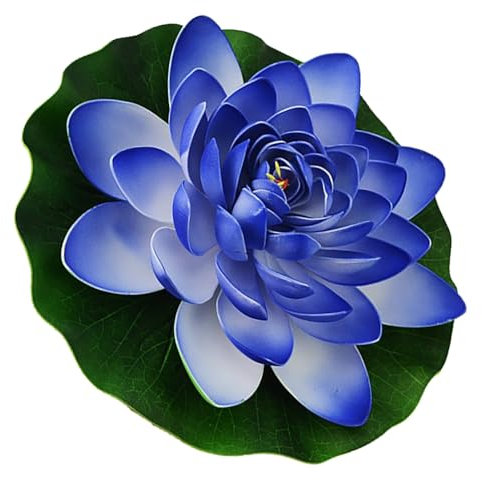 Denash Fiori di Loto Galleggianti, Protezione Ambientale in Schiuma di Fiori di Loto Artificiali da 27 Cm / 10,6 Pollici di Diametro per Laghetto per Acquari (Blue)