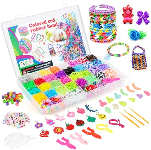 2600+ Elastique Bracelet Kit, Ricolage Loom Bands, 32 Couleurs Fabrication de Bracelets d'Amitié, Bandes en Caoutchouc Avec Clips, Loisirs Créatif Pour Fille Garçon Enfants
