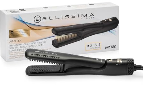Bellissima Imetec AirSleek - Piastra ad Aria 2 in 1, Asciuga e Liscia Senza Calore Estremo per un Liscio Naturale e Capelli Protetti. Tecnologia a Ioni, Rivestimento Ceramica & Cheratina