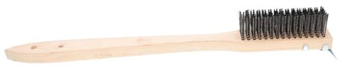 ROMISBABA Pizza Stone Cleaning Brush Scraper and Long Wooden Handle for Pizza Oven and Bbq Small Wire Brush for and Grill Maintenance Sturdy