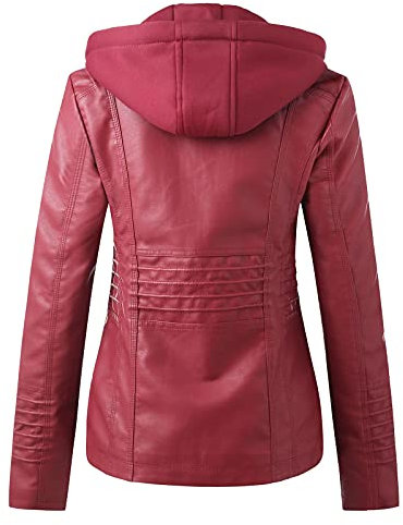 Veste de moto en cuir pour femme | Veste en cuir imperméable avec fermeture éclair intégrale – Cardigan de moto pour femme – Couleur unie – Manches longues punk – Vêtement d'extérieur court