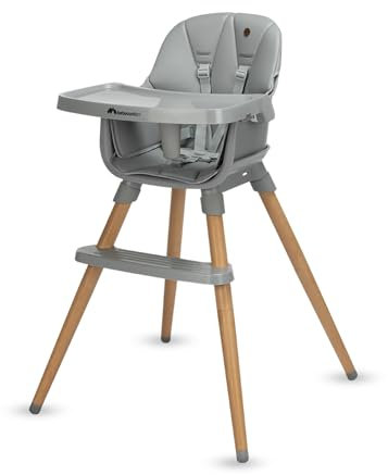 Bebeconfort Avista 2, 4-in-1 Hochstuhl mitwachsend, Hochstuhl Baby, Sitzerhöhung Essstuhl, Kinderhochstuhl, 6 Monate bis 14 Jahre (9–60 kg), gepolsterte Kissen, Verstellbares Tablett, Tinted Grey