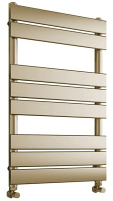Greened House Richmond Heated Towel Rail Flat Panel Brushed Brass Bathroom Towel Radiator Central Heating (Brushed Brass, 500mm W x 800mm H)