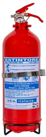 Estintore a Polvere 2 Kg – per Incendi ABC – Adatto per Veicoli e Abitazioni – Supporto Incluso