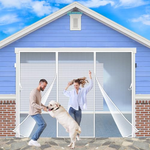 Zephra Double Door Magnetic Fly Screen, 150x200 cm Double-Sided Opening Screen for Sliding Door Heavy Duty Hands Free Mesh Net Partition Keep Bug Out, Anti Mosquito Insect Mesh Fly Curtain White