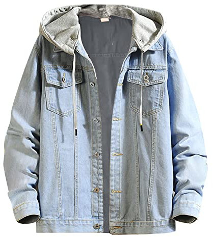 Giacca Jeans Uomo, Giubbotto Uomo Primaverile Estivo Casual Denim Giacca Moto Slim Fit Jacket Uomo Primavera/Estate/Autunno Maniche Lunghe Giubbino Sportiva Giacca in Jeans Rider Jacket Denim