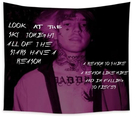 HCDZF Lil Peep Star Shopping Songtexte Sternenhintergrund Boutique Tapisserie Wandbehang Wandteppich Home Decor,200X150CM