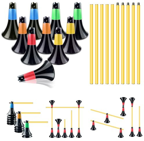 Obstacle Cones for Basketball Football and Sports Training, 10pcs Cones and 10pcs Poles with Carry Bag, Basketball Cones and Soccer Agility Poles for Soccer Basketball Speed Training