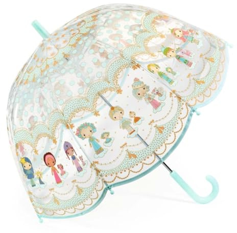 Djeco Regenschirm für Kinder Transparent | Tinyly Design | Sicheres Öffnen | Leicht & Stabil | Kindgerechte Größe | Niedliches Accessoire bei Regen