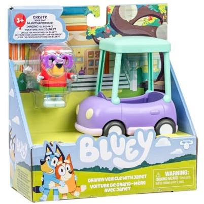 Rocco Giocattoli - Bluey Mini Veicolo Granny con Personaggio Janet