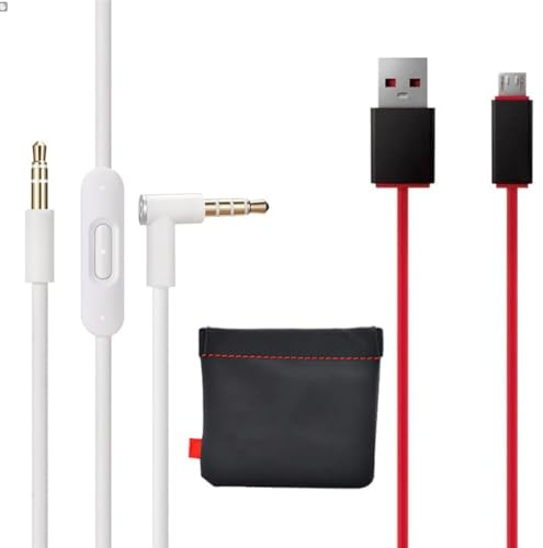 ALUNME Câble de remplacement universel pour écouteurs Beats (Studio/Solo Pro/Detox/Mixr) - Avec microphone et câble de recharge