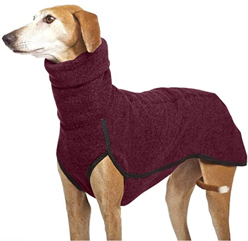 Imily Bela hundrock vinter varm polotröja hundtröja fleece mysig hundjacka husdjurskläder för små medelstora stora hundar, vinröd, S