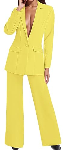 Tailleur Donna Pantaloni e Giacca Taglie Forti Elegante Completo da Donna Maniche Lunghe Business Completa Tinta Unita Completo di Pantaloni e Blazer Due Pezzi per Matrimoni e Feste