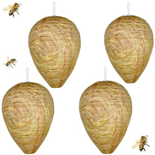 4 Piezas de Nido de Avispa Artificial, Nido de Avispas de Suspensión, Preventivo contra Avispas, Colmena Artificial, Casas y Jardines para Defenderse de Las Avispa.