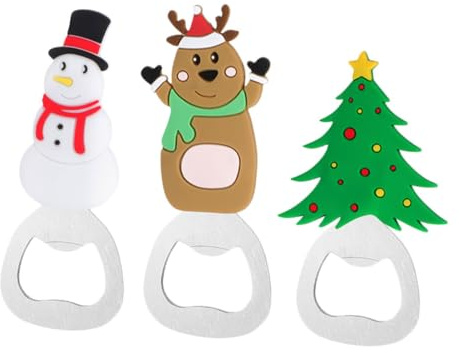 Apribottiglie Natalizio Albero di Natale, 3 Pezzi, Silicone