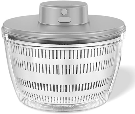 Grande essoreuse à salade électrique 4 L – Passoire automatique USB pour légumes et fruits – Nettoyeur et séchoir à laitue compact pour cuisine Gris 22 x 16 cm – Parfait pour la préparation rapide des