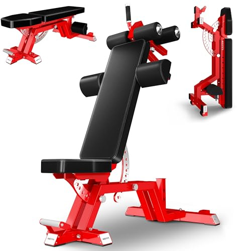 Keppi Hantelbank, 680kg Belastbare Hantelbank Aus Commercial Stahl, 43,2cm Wettkampfhöhe, 11 Rücken + 8 Sitzpositionen FID Design Mit Hochkantlagerung – Bench6000