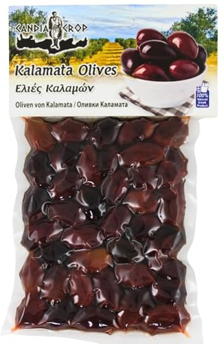 Candia Crop Aceitunas Kalamata en salmuera 2x200g | Aceitunas Kalamata griegas Candia Crop en salmuera – sabor intenso y natural, ideales para aperitivos