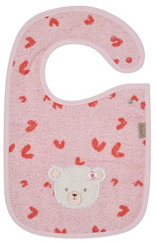 Sterntaler Lätzchen Druckknopf Bär Betty, Baby-Lätzchen mit praktischem Druckknopfverschluss, saugfähige Baumwolle, Herzchen-Applikation, weich und pflegeleicht, 38×26×0,5 cm, rosa