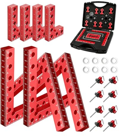 8PCS Bloc de Positionnement à 90 Degrés avec Boîte de Rangement | 4PCS 14cm × 14cm & 4PCS 8cm × 5cm Fixation à Angle Droit en Alliage D'aluminium, pour Cadres Photos Boîtes Armoires Tiroirs