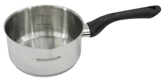 Fackelmann Geneva Cacerola 16X8 cms, Capacidad 1,5 Litros, Cazo de Acero Inoxidable con Núcleo de Aluminio, Resistente a Corrosión y Fácil de Limpiar, Distribución Uniforme del Calor