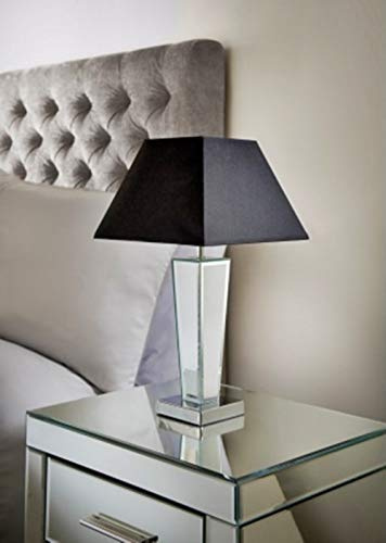 Vintage Modern Sparkle Gatsby Mirror Table Lamp Ideal for Living Rooms and bedrooms - Black