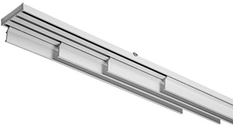 TENDAGGIMANIA Flächenvorhangschienen 4-läufige Schiene L.240 CM mit zentraler Verbindung - Schiene für Innenräume aus Aluminium Weiß mit Seil/Manuell nach Maß für Decke/Wand