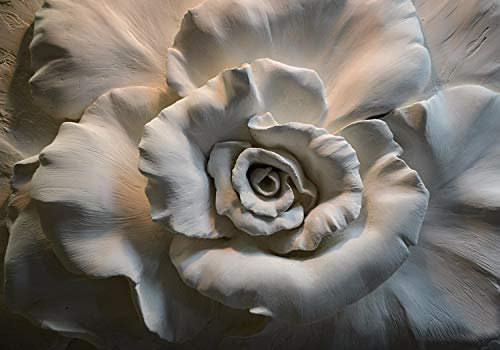 wandmotiv24 Photo murale Mur de plâtre sculpture de fleurs S 200 x 140cm - 4 pièces photo, papier peint non tissé M4632