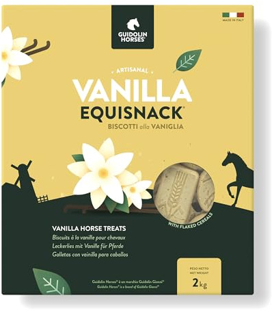 Guidolin Horses Vanilla Equisnack – Biscotti per Cavalli con vaniglia e cereali Snack Naturale e artigianale 2 kg