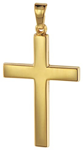 trendor Kreuz-Anhänger Gold 750 (18 Karat) 28 mm 75314 | Damen und Herren Goldanhänger, modischer Kreuzanhänger, Geschenkidee, eleganter Schmuck aus Echtgold