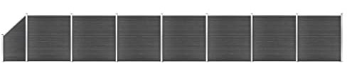 vidaXL Zaunelement Set mit Pfosten Sichtschutz Windschutz Zaun Gartenzaun Lamellenzaun Sichtschutzzaun Windschutzzaun WPC 1311x(105-186) cm Schwarz
