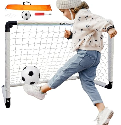 LZHDZQD Kids Football Goal, Kids Football Goals for the Garden + Indoor + Outdoor, Children Toy Aged 3-5 (Portable Foldable Goals 35.43in x 23.62in + Small Ball 16cm Set for Children Toy Gift)