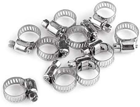 10 Pièces Collier Serrage Inox Tuyau Clips Réglable, Vis de collier de serrage Collier Durite Fixation Colliers à Vis Colliers de Serrage Métallique pour Tuyau Piscine, Home Gaz,(13-19mm)