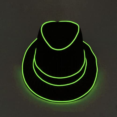 HULA Cappello da Festa a LED, Cappello a Cilindro da Discoteca a LED Cappello a Cilindro da Discoteca con Novità Lampeggiante (Chiaro Verde)