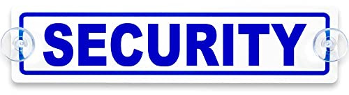 Schilderio Premium Saugnapfschild Schild Security 3 mm Acrylglas ca 200x50 mm Security Schild Auto mit 2 Saugnäpfen 20 mm Autoschild Security zur Befestigung an Autoscheiben von innen