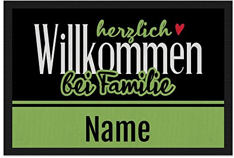 Print Royal Personalisierte Fußmatte mit Namen - Herzlich Willkommen - Geschenke zum Einzug | rutschfest, 60x40cm mit Gummirand