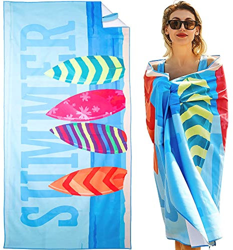 LEcylankEr Strandtuch Großes, Mikrofaser Handtuch 180x90, Sandabweisend Schnelltrocknend Mikrofaser Strandtuch Groß, für Strand/Poolside/Strandstühle (Summer-Skateboard)