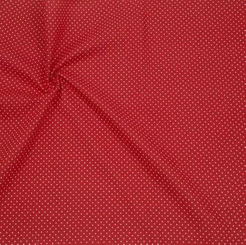 STOFFKONTOR Baumwolle Popeline Stoff Tupfen Mini - Öko-Tex Standard 100 - Meterware, Farbe Rot - zum Nähen von Bekleidung und Dekorationen