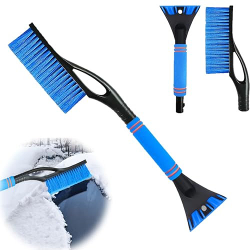 OUOQI 2 en 1 Brosse à Neige d'hiver Amovible,Grattoirs à Neige pour Auto,Grattoir à Glace et Brosse à Neige,Grattoir Pare Brise,Brosse à Neige pour Voiture,Grattoir à Givre pour Voitures