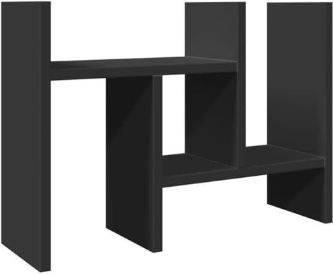 vidaXL Schreibtisch Organizer, Tischorganizer DIY Drehbar Verstellbar, Regal Bücherregal für Büro Zuhause, Schreibtischregal Büro-Organizer, Schwarz Holzwerkstoff