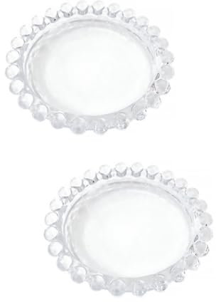 BIUDECO 2pcs Vintage Glass Plate Dessert Bowl Salad Plate Kitchenware Suitable for Party Microwave Oven Freezer Dishwasher Safe