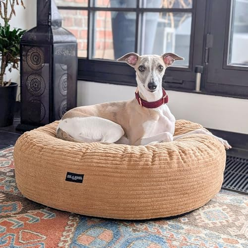 EDEL&SCHNELL Hundebett Wechselbezug in der Farbe Sand, Ersatzbezug für runde Hundebetten 90 cm, Bezug aus weichem Baumwoll-Cord-Stoff